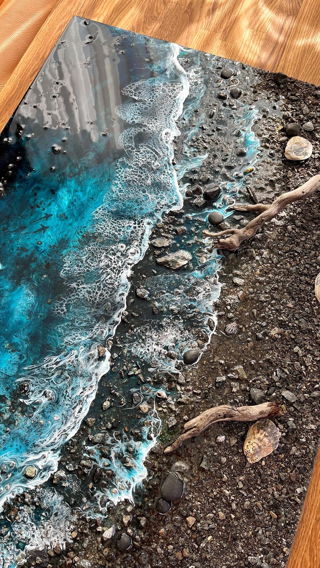 Waves crashing on a rocky shore.