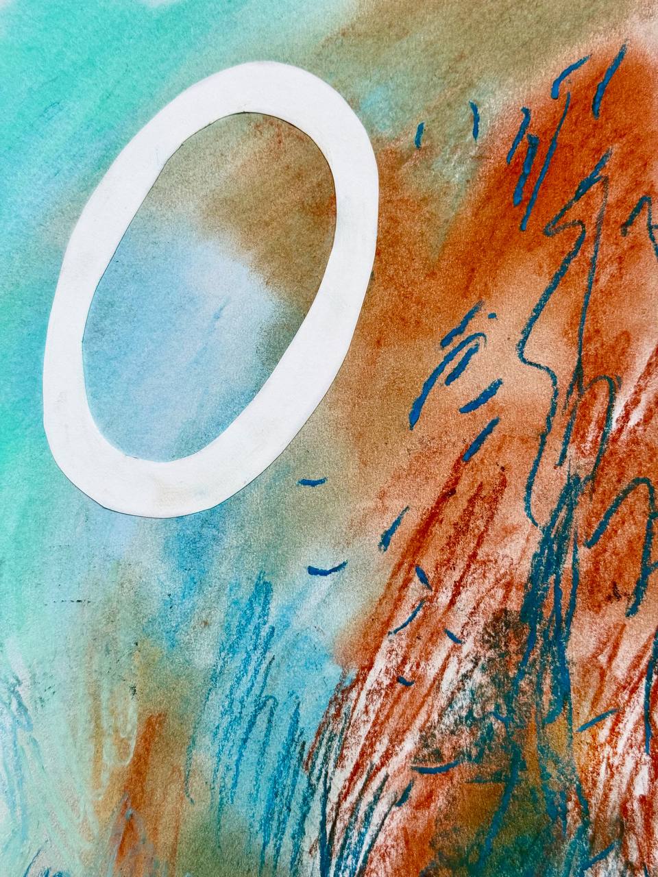 Abstract circle on colorful painted background.