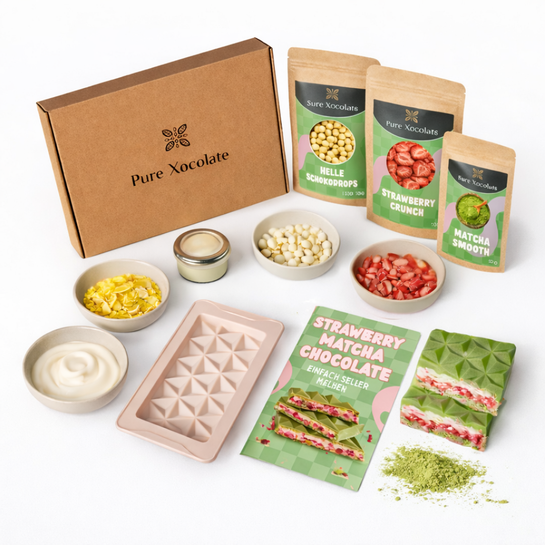 Chocolate kit with ingredients and instructions.