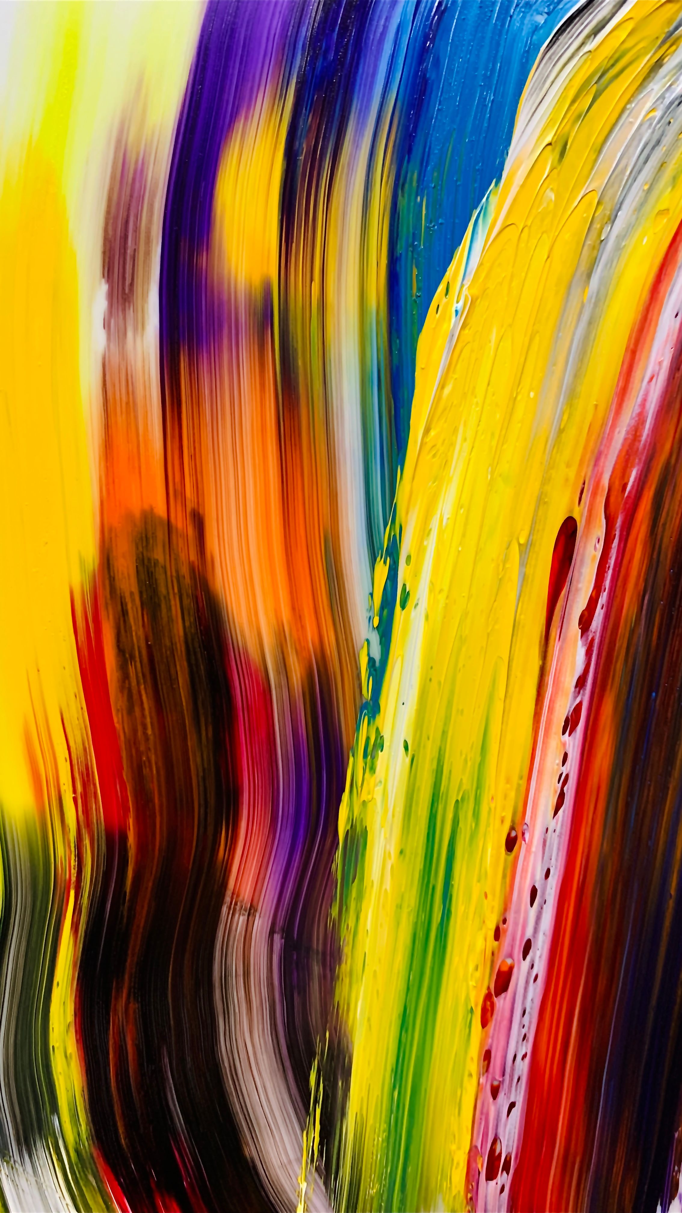 Bunte abstrakte Farbstreifen auf Leinwand.
